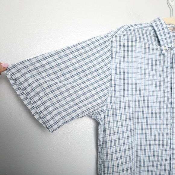 Arnold Palmer Check Short Sleeve Button Down Shirt Blue Lightweight - Picture 8 of 9
